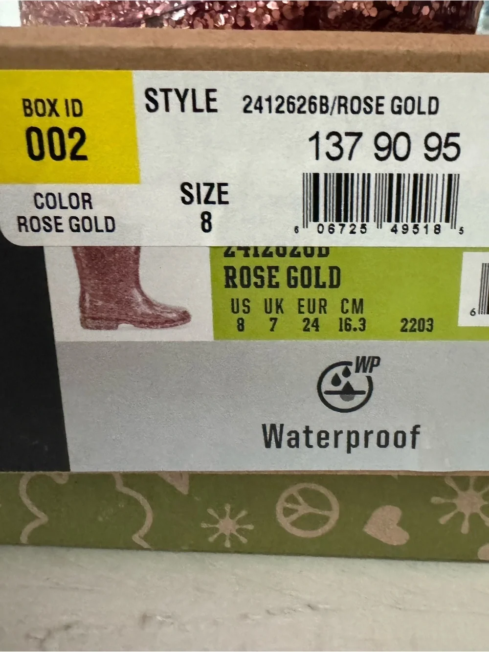 NWT Toddler Pink Glitter Rain Boots - 8
